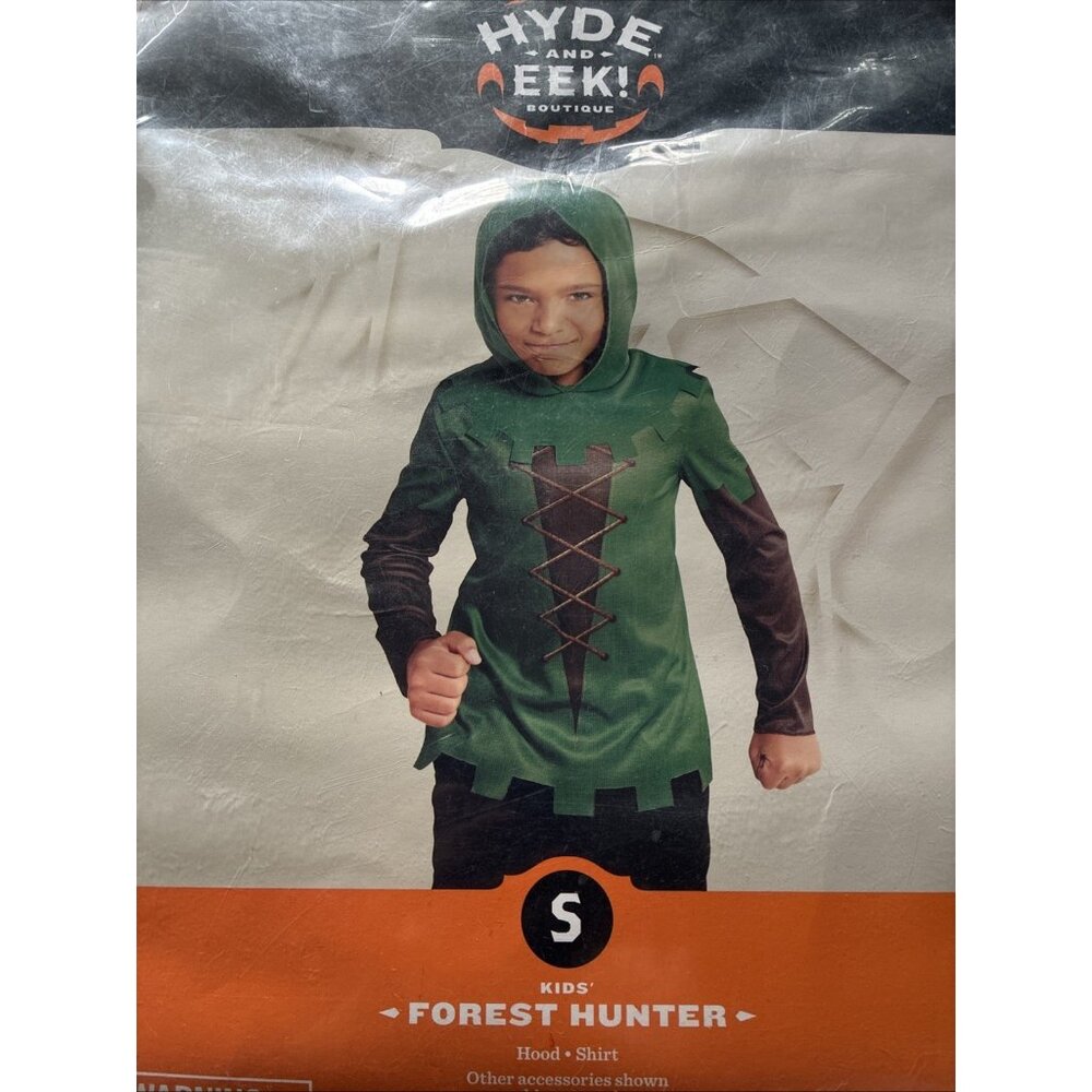 Target Hyde and Eek Forest Hunter Costume Boys Size S Green Hooded Outfit